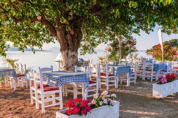 A seaside taverna in Greece